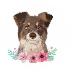 Watercolor Dog Wooden Puzzle Round by SychEva