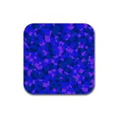 Cold Colorful Geometric Abstract Pattern Rubber Square Coaster (4 Pack)