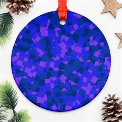 Cold Colorful Geometric Abstract Pattern Round Ornament (two Sides) by dflcprintsclothing