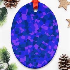 Cold Colorful Geometric Abstract Pattern Oval Ornament (two Sides)