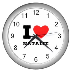 I Love Natalie Wall Clock (silver) by ilovewhateva