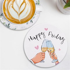 Happy Friday Uv Print Round Tile Coaster by SychEva