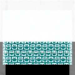 Teal And White Owl Pattern Rectangular Jigsaw Puzzl by GardenOfOphir