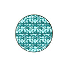 Teal And White Owl Pattern Hat Clip Ball Marker (10 Pack) by GardenOfOphir