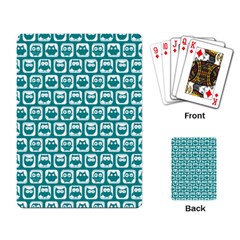 Teal And White Owl Pattern Playing Cards Single Design (rectangle) by GardenOfOphir