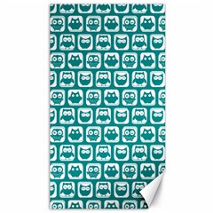 Teal And White Owl Pattern Canvas 40  X 72  by GardenOfOphir