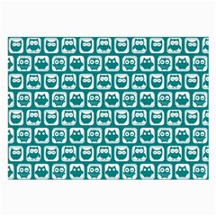 Teal And White Owl Pattern Large Glasses Cloth by GardenOfOphir