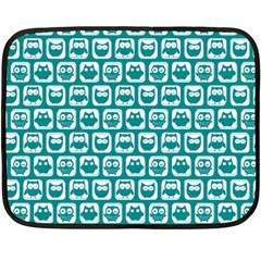 Teal And White Owl Pattern Two Sides Fleece Blanket (mini) by GardenOfOphir