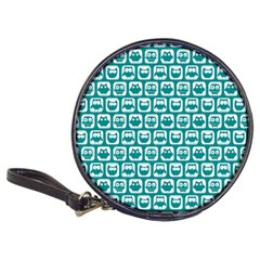 Teal And White Owl Pattern Classic 20-cd Wallets by GardenOfOphir