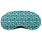 Teal And White Owl Pattern Sleeping Mask Front