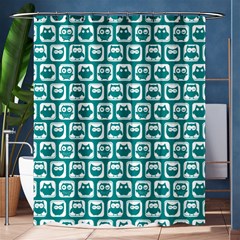 Teal And White Owl Pattern Shower Curtain 60  X 72  (medium)  by GardenOfOphir