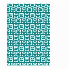 Teal And White Owl Pattern Small Garden Flag (two Sides) by GardenOfOphir