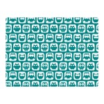 Teal And White Owl Pattern Two Sides Premium Plush Fleece Blanket (Mini) 35 x27  Blanket Front