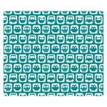 Teal And White Owl Pattern Two Sides Premium Plush Fleece Blanket (Small) 50 x40  Blanket Front