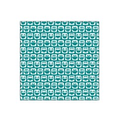 Teal And White Owl Pattern Satin Bandana Scarf 22  X 22  by GardenOfOphir