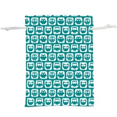 Teal And White Owl Pattern Lightweight Drawstring Pouch (xl) by GardenOfOphir