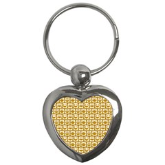 Olive And White Owl Pattern Key Chain (heart) by GardenOfOphir