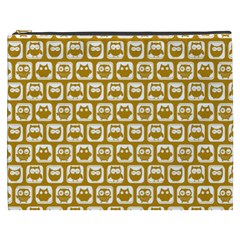 Olive And White Owl Pattern Cosmetic Bag (xxxl) by GardenOfOphir