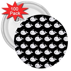 Cute Whale Illustration Pattern 3  Buttons (100 Pack)  by GardenOfOphir