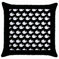 Cute Whale Illustration Pattern Throw Pillow Case (black) by GardenOfOphir