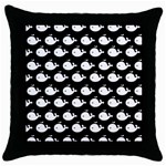 Cute Whale Illustration Pattern Throw Pillow Case (Black) Front