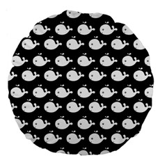 Cute Whale Illustration Pattern Large 18  Premium Flano Round Cushions by GardenOfOphir