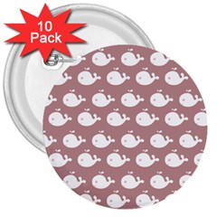 Cute Whale Illustration Pattern 3  Buttons (10 Pack)  by GardenOfOphir