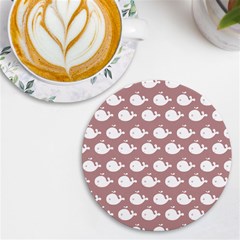 Cute Whale Illustration Pattern Uv Print Round Tile Coaster by GardenOfOphir