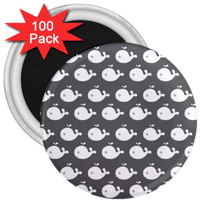 Cute Whale Illustration Pattern 3  Magnets (100 pack)