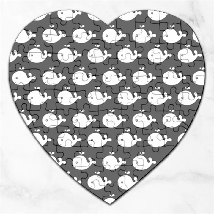 Cute Whale Illustration Pattern Jigsaw Puzzle (Heart)