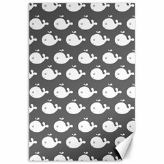 Cute Whale Illustration Pattern Canvas 24  X 36  by GardenOfOphir