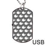 Cute Whale Illustration Pattern Dog Tag USB Flash (Two Sides) Front