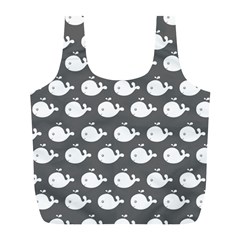 Cute Whale Illustration Pattern Full Print Recycle Bag (l) by GardenOfOphir