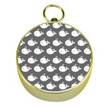 Cute Whale Illustration Pattern Gold Compasses Front