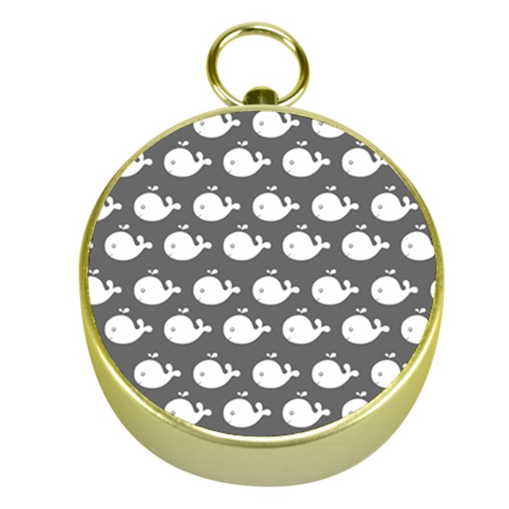 Cute Whale Illustration Pattern Gold Compasses