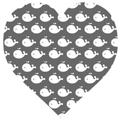 Cute Whale Illustration Pattern Wooden Puzzle Heart by GardenOfOphir