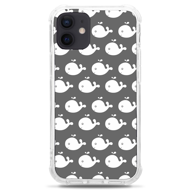 Cute Whale Illustration Pattern iPhone 12 mini TPU UV Print Case	