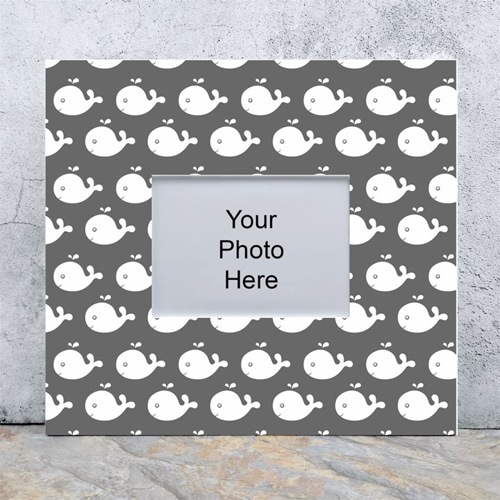 Cute Whale Illustration Pattern White Wall Photo Frame 5  x 7 