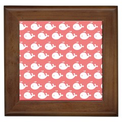 Coral Whales Pattern Framed Tile by GardenOfOphir