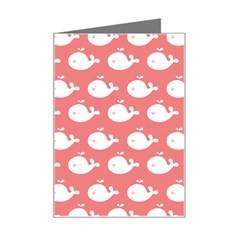 Coral Whales Pattern Mini Greeting Card by GardenOfOphir