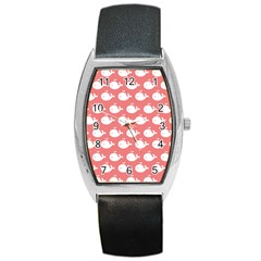 Coral Whales Pattern Barrel Style Metal Watch by GardenOfOphir