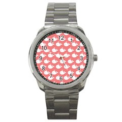 Coral Whales Pattern Sport Metal Watch by GardenOfOphir