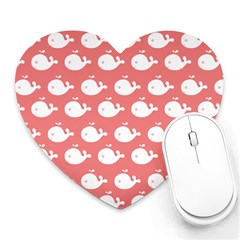 Coral Whales Pattern Heart Mousepad by GardenOfOphir