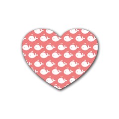 Coral Whales Pattern Rubber Coaster (heart) by GardenOfOphir