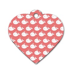 Coral Whales Pattern Dog Tag Heart (one Side) by GardenOfOphir