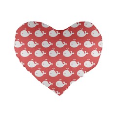 Coral Whales Pattern Standard 16  Premium Heart Shape Cushions by GardenOfOphir