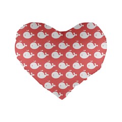 Coral Whales Pattern Standard 16  Premium Flano Heart Shape Cushions by GardenOfOphir