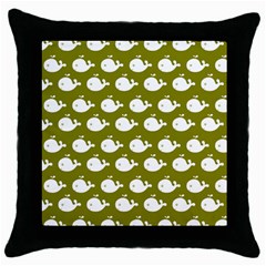 Cute Whale Illustration Pattern Throw Pillow Case (black) by GardenOfOphir