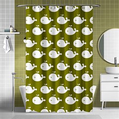 Cute Whale Illustration Pattern Shower Curtain 48  X 72  (small)  by GardenOfOphir