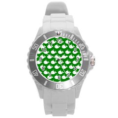 Cute Whale Illustration Pattern Round Plastic Sport Watch (l) by GardenOfOphir